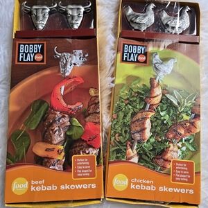 New BOBBY FLAY Beef Chicken Kabob Skewers Grilling Barbecue Accessories